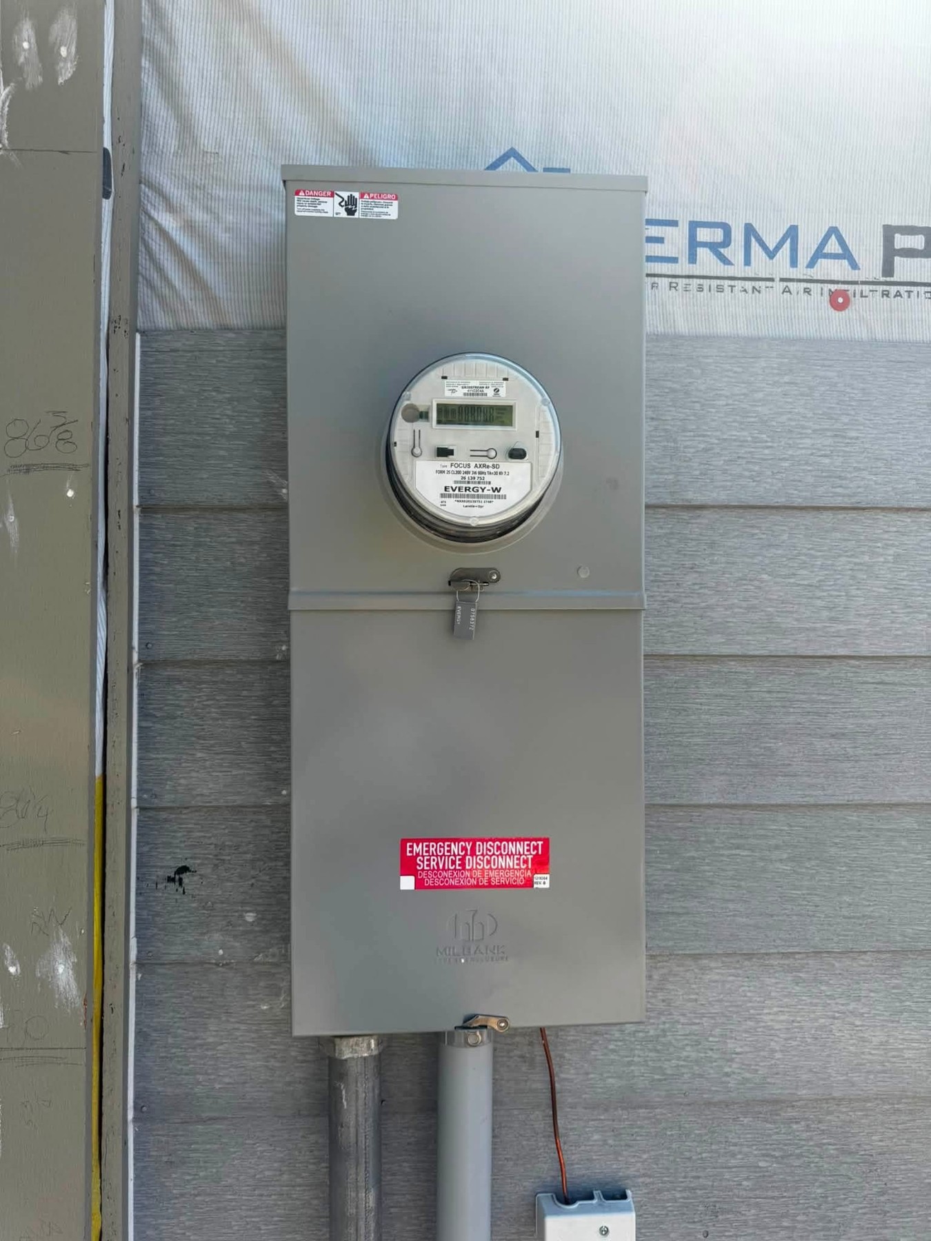 Exterior electrical meter and service equipment